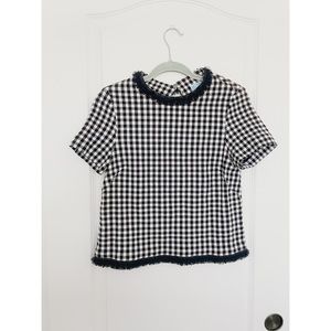 Draper James Gingham tulle trim top